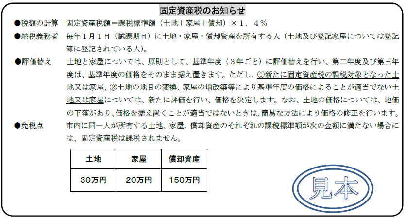 納税通知書裏